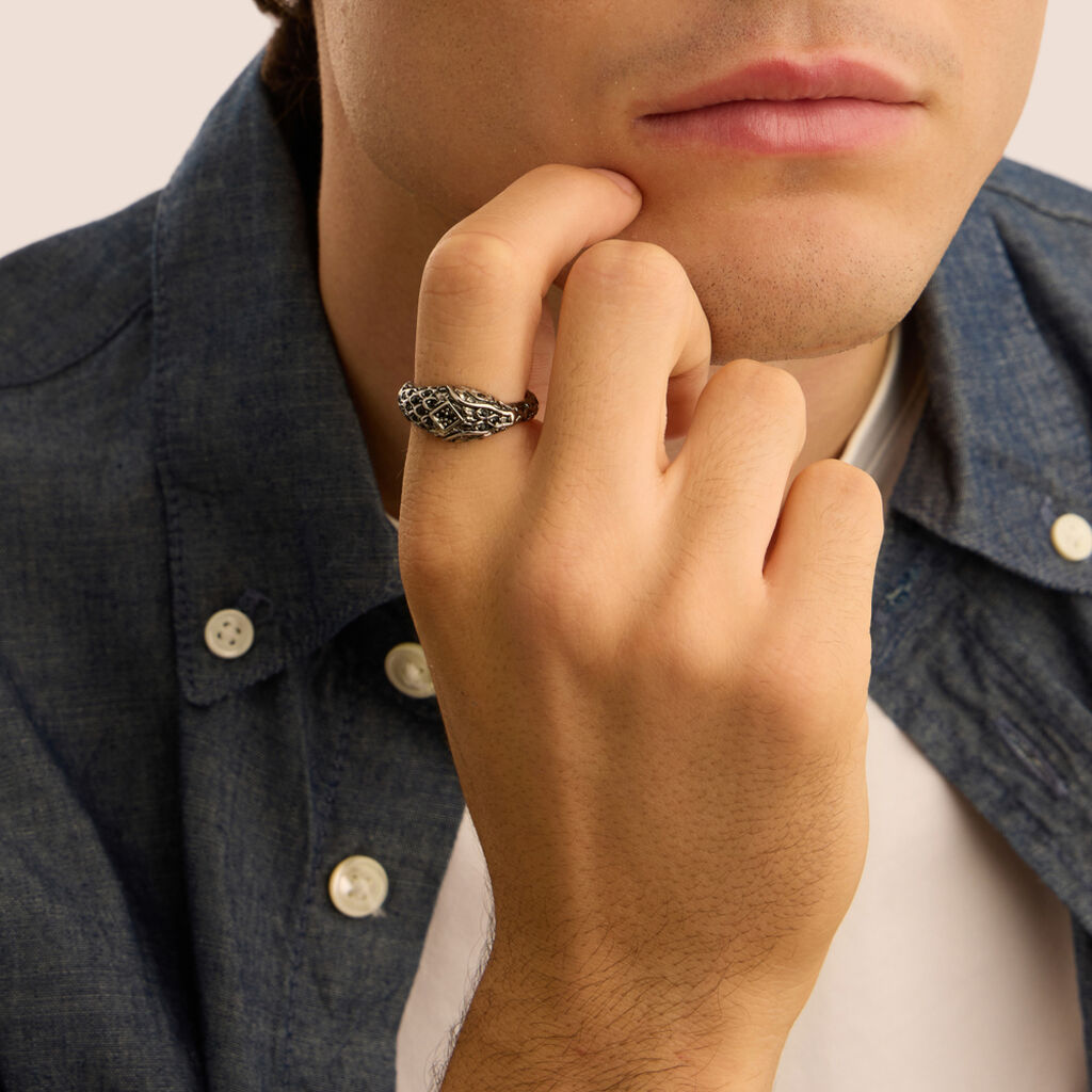 Anello Fantasia Man Code Acciaio Cristallo