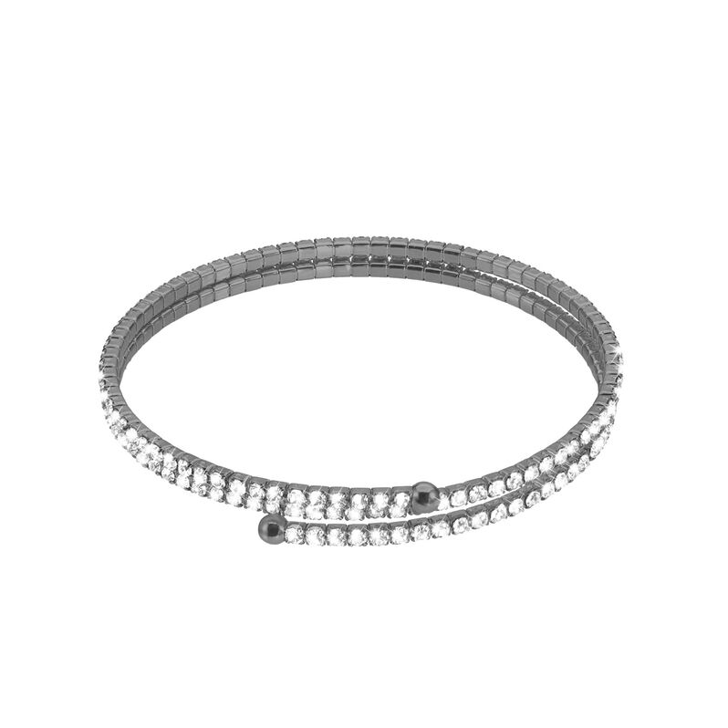 Bracciale bangle doppio in metallo rutenio e cristalli - Bracciali Donna | Stroili