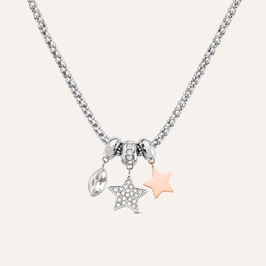 Collana Sunrise Acciaio Bicolore Bianco / Rosa Cristallo