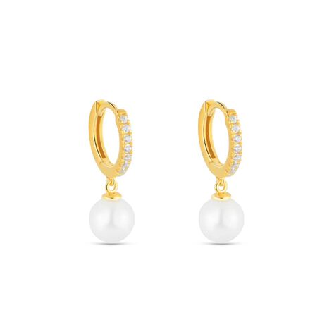 Orecchini A Cerchio Gabrielle Oro Giallo Perla D'Acqua Dolce Cubic Zirconia - Orecchini a Cerchio Donna | Stroili