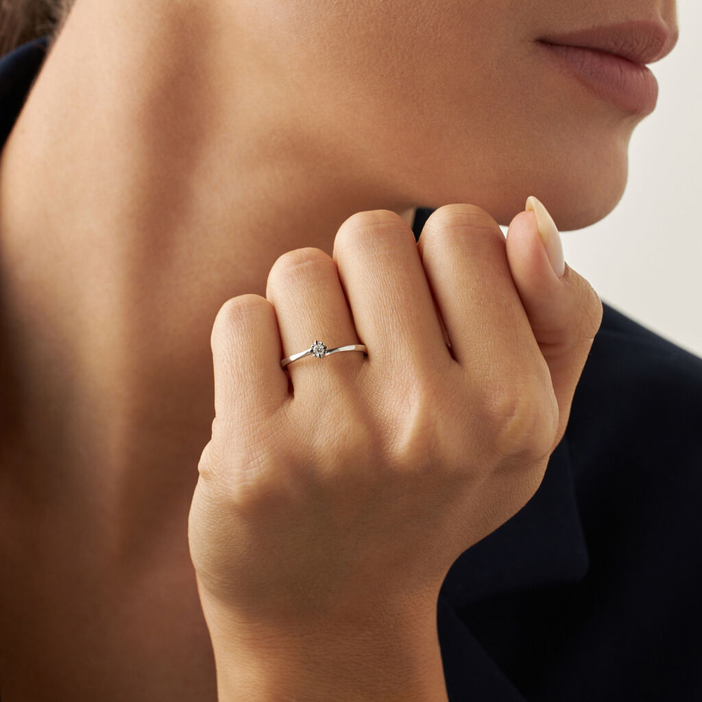 Anello Solitario Valentino Diamazing Oro Bianco Diamante - Anelli con Pietre Donna | Stroili
