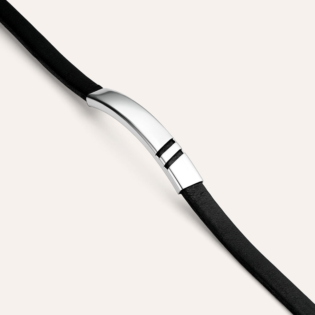 Bracciale Con Targhetta Gentleman Argento Rodiato - Bracciali Uomo | Stroili