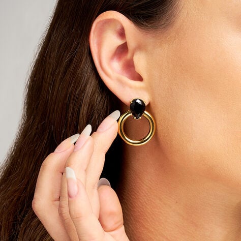 Orecchini Pendenti Lady Code Acciaio Dorato Cristallo - Orecchini Pendenti Donna | Stroili