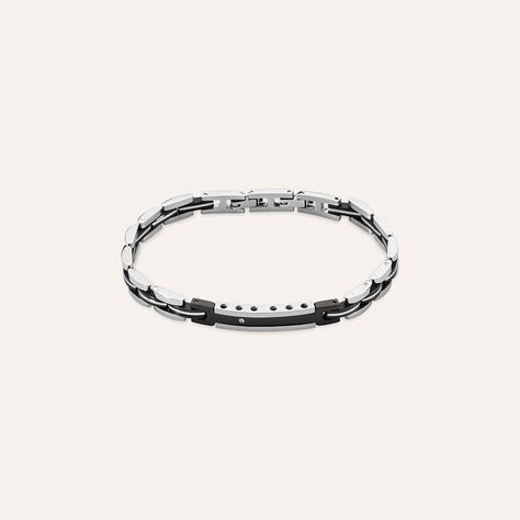Bracciale Man Code Acciaio Bicolore Bianco / Nero Cubic Zirconia - Bracciali Uomo | Stroili