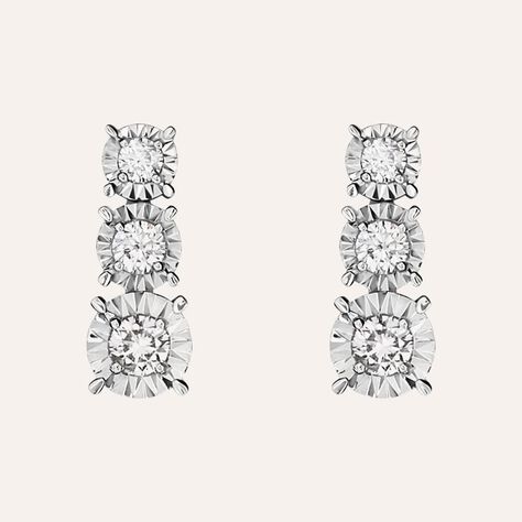 Orecchini Lobo Trilogy Diamotion Oro Bianco Diamante - Orecchini a Lobo Donna | Stroili