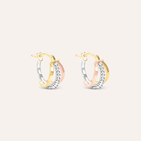 Orecchini A Cerchio Toujours Oro Tricolore Cristallo - Orecchini a Cerchio Donna | Stroili