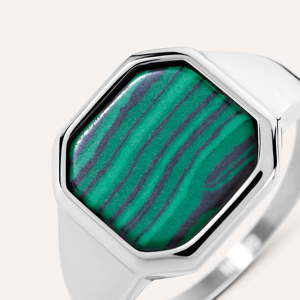 Anello Chevalier Man Code Acciaio Malachite