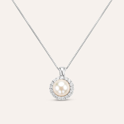 Collana Gabrielle Oro Bianco Perla D'Acqua Dolce Cubic Zirconia - Collane Donna | Stroili