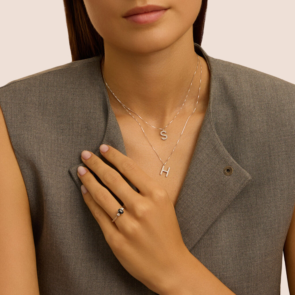 Collana Diamond Letters Oro Bianco Diamante