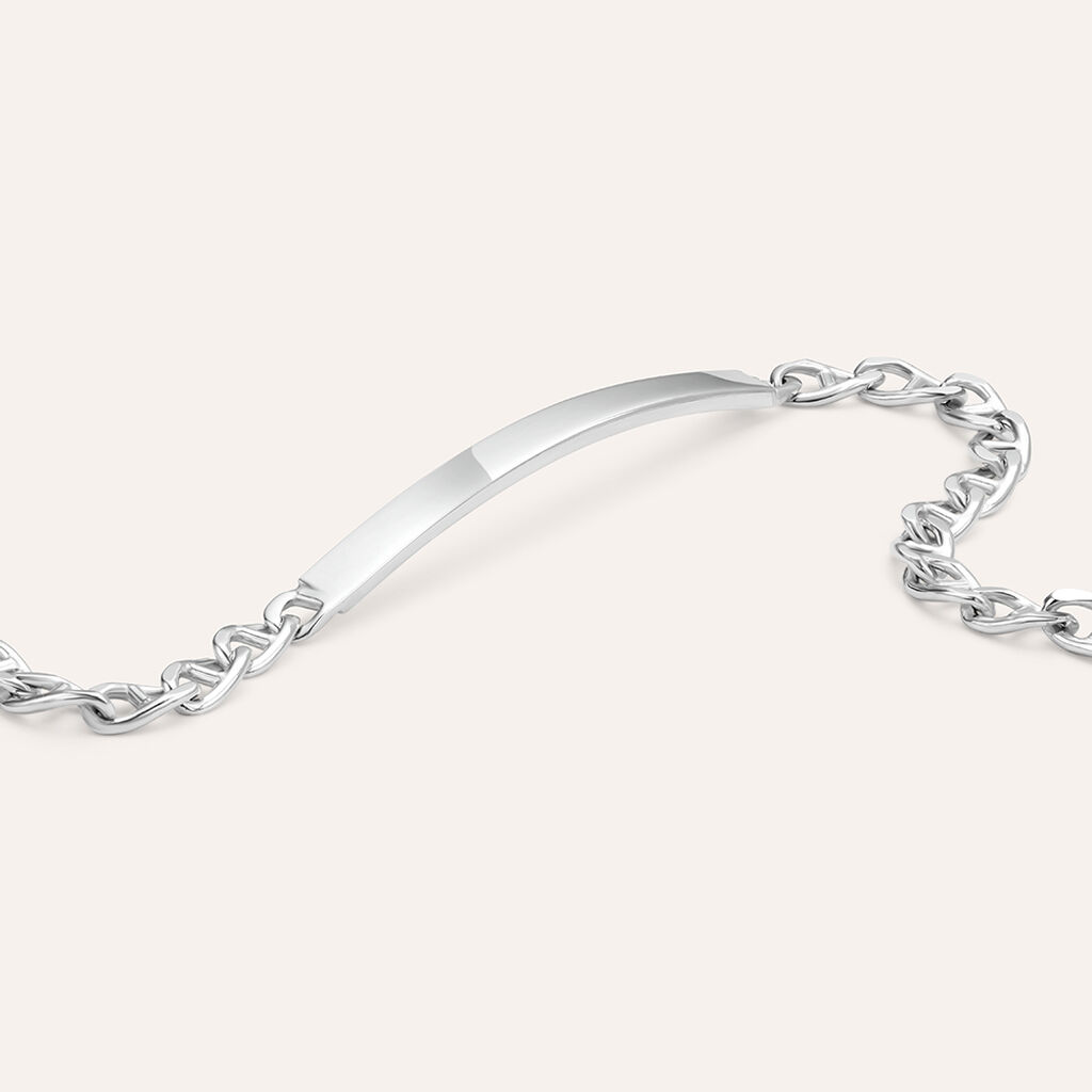 Bracciale Con Targhetta Gentleman Argento Rodiato - Bracciali con Incisione Uomo | Stroili