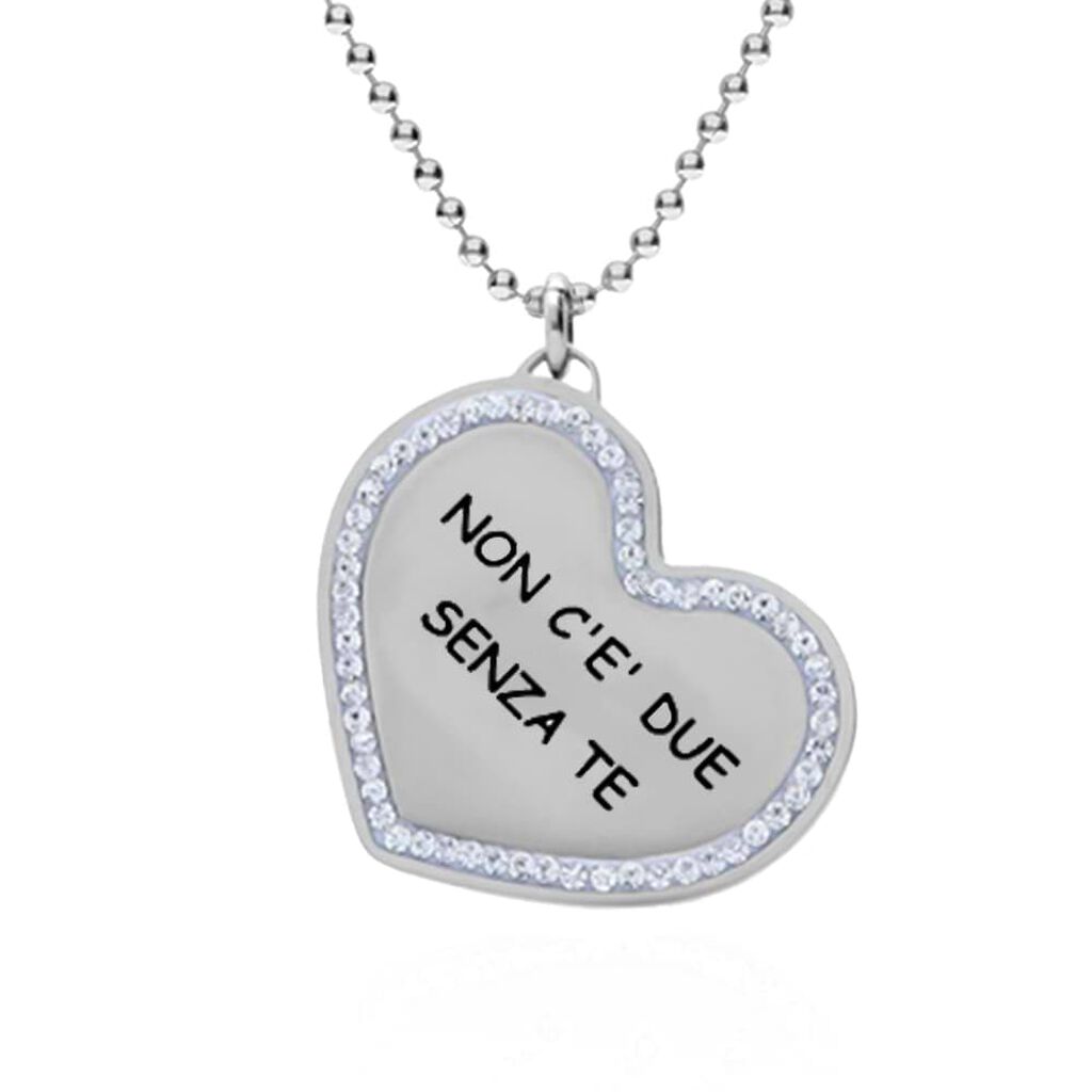 Collana con ciondolo in acciaio e strass - Collane Donna | Stroili