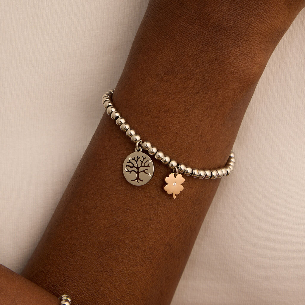 Bracciale Sunrise Acciaio Bicolore Bianco / Rosa Cristallo