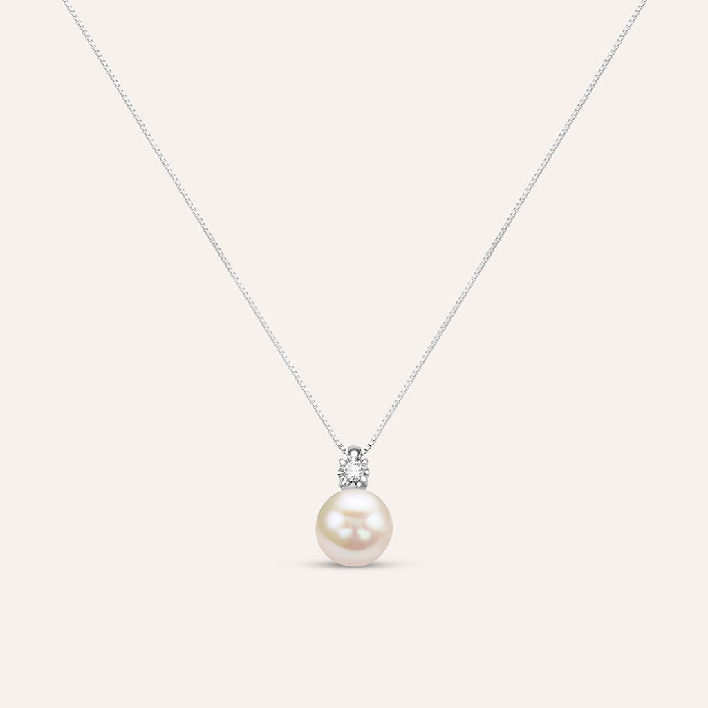 Collana Gold Pearls Oro Bianco Perla D'Acqua Dolce Diamante