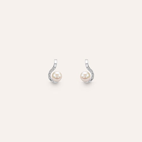 Orecchini Lobo Gold Pearls Oro Bianco Perla D'Acqua Dolce Diamante - Orecchini a Lobo Donna | Stroili