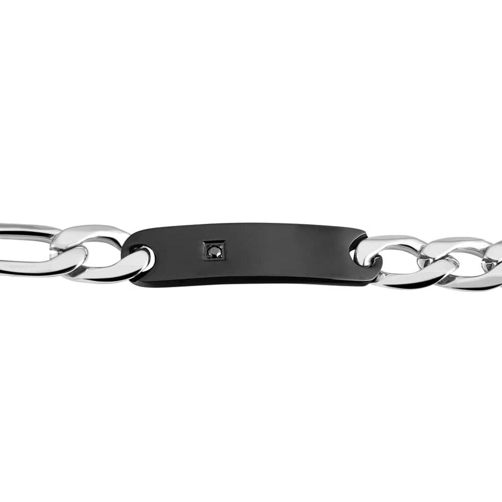 Bracciale Con Targhetta Man Code Acciaio Bicolore Bianco / Nero Cubic Zirconia - Bracciali con Incisione Uomo | Stroili