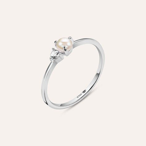 Anello Bilogy Silver Pearls Argento Rodiato Perla sintetica Cubic Zirconia - Anelli con Pietre Donna | Stroili