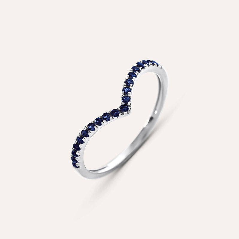 Anello Fedina Indiana Charlotte Oro Bianco Zaffiro - Anelli con Pietre Donna | Stroili