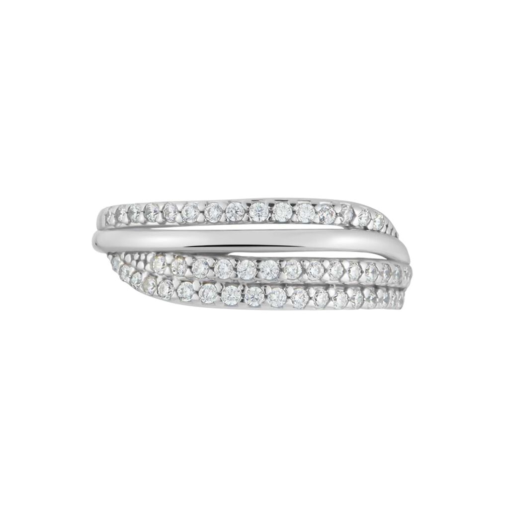 Anello Fascia Claire Oro Bianco Cubic Zirconia - Anelli a Fascia Larga Donna | Stroili