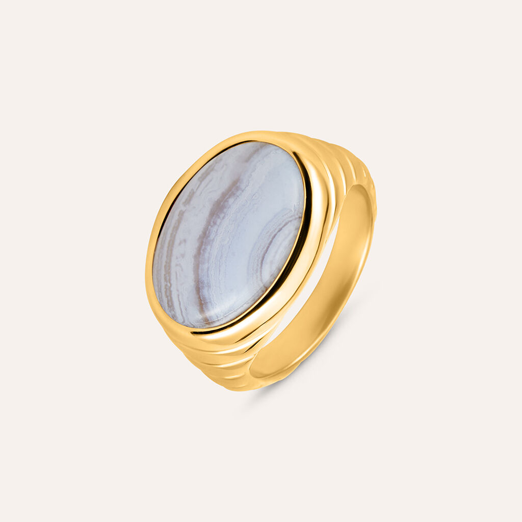 Anello Fascia Radiance Acciaio Dorato Agata