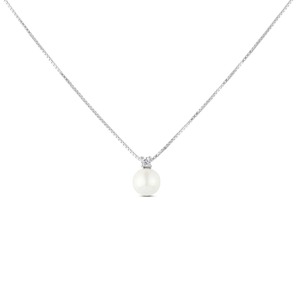 Collana Silver Pearls Argento Rodiato Perla sintentica Cubic Zirconia