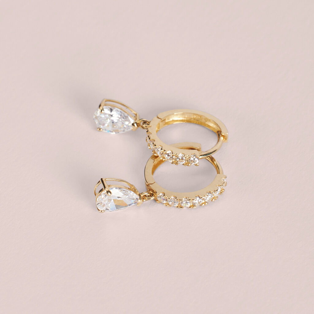 Orecchini A Cerchio Toujours Oro Giallo Cubic Zirconia