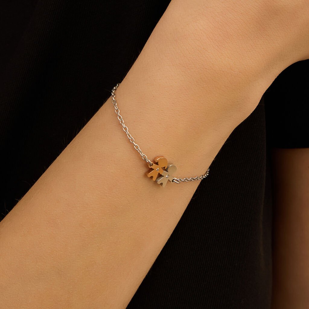 Bracciale Sunrise Acciaio Bicolore Bianco / Rosa Cristallo