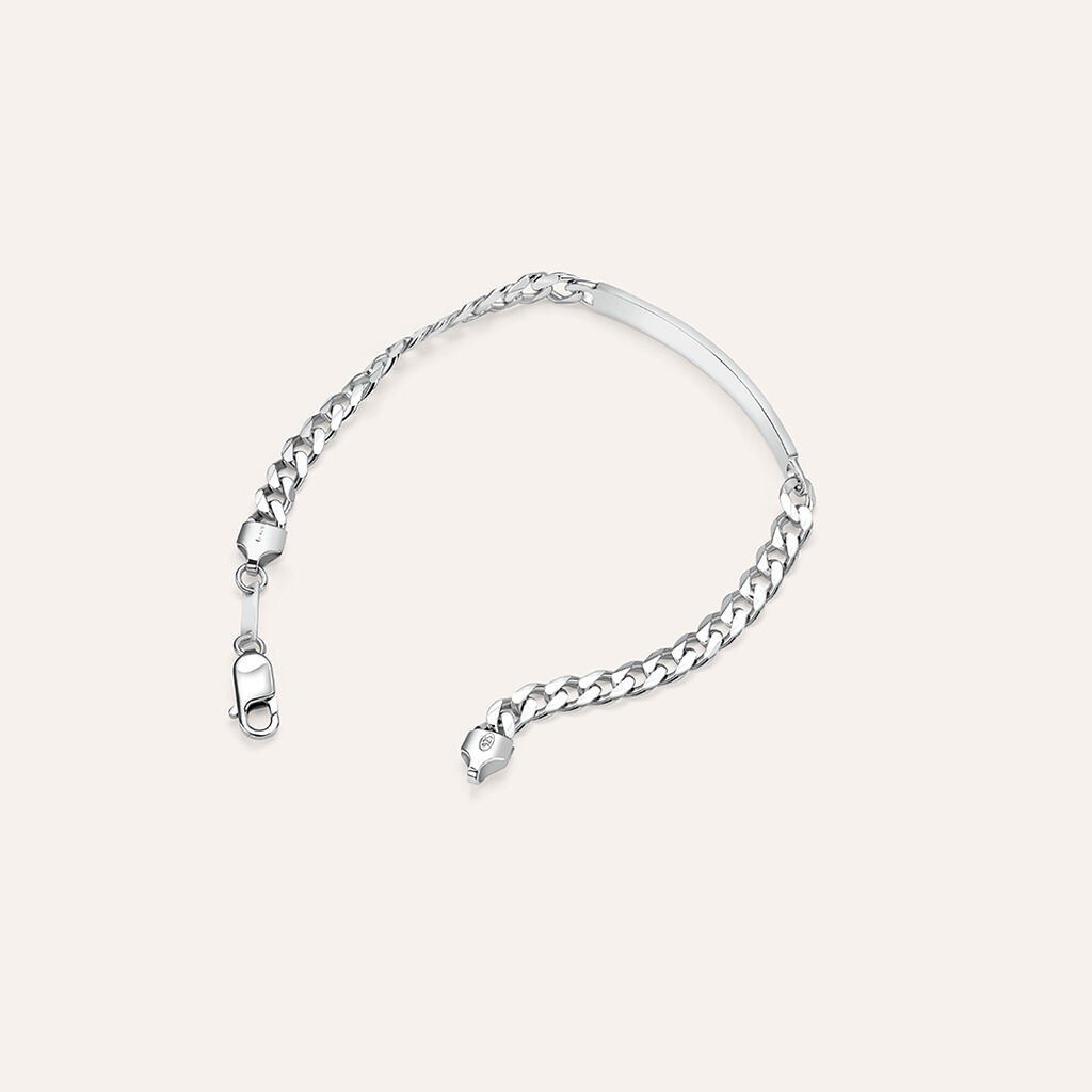 Bracciale Con Targhetta Gentleman Argento Rodiato - Bracciali con Incisione Uomo | Stroili