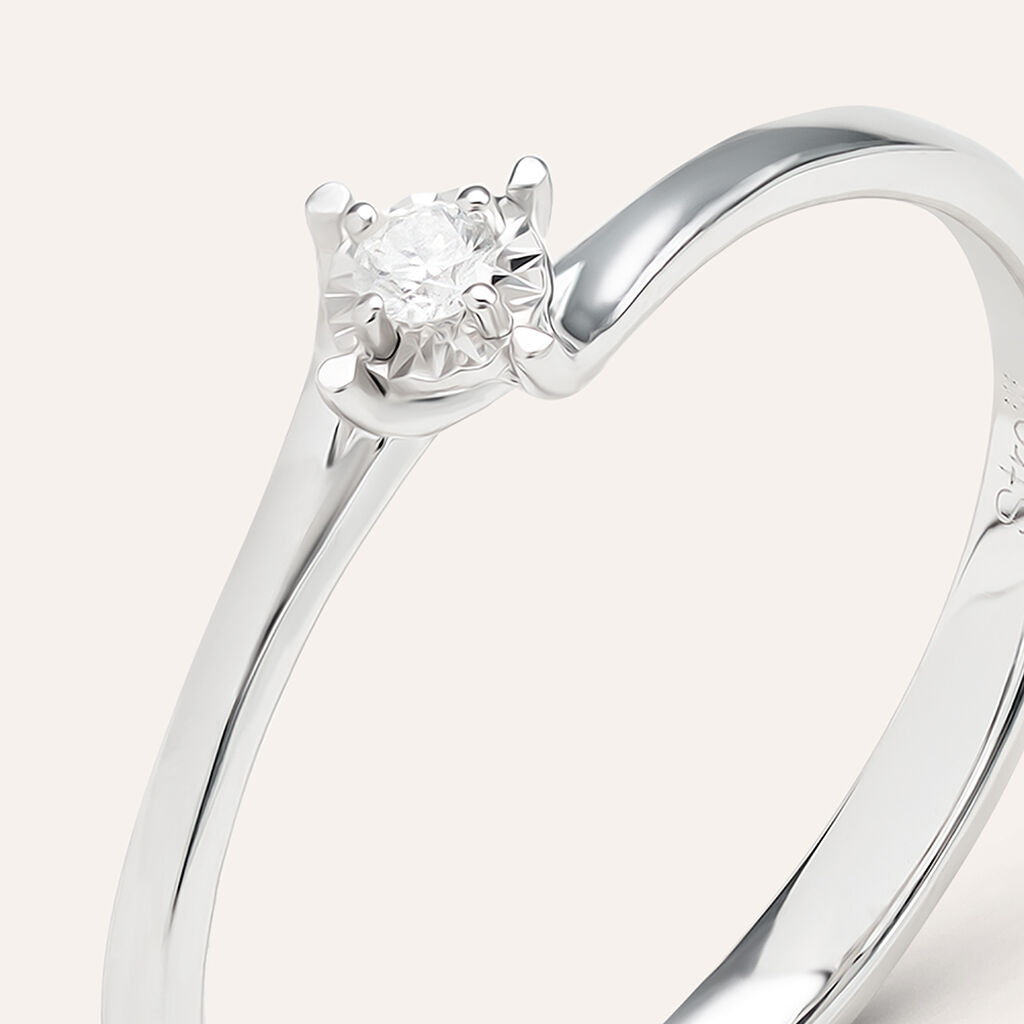Anello Solitario Valentino Diamotion Oro Bianco Diamante