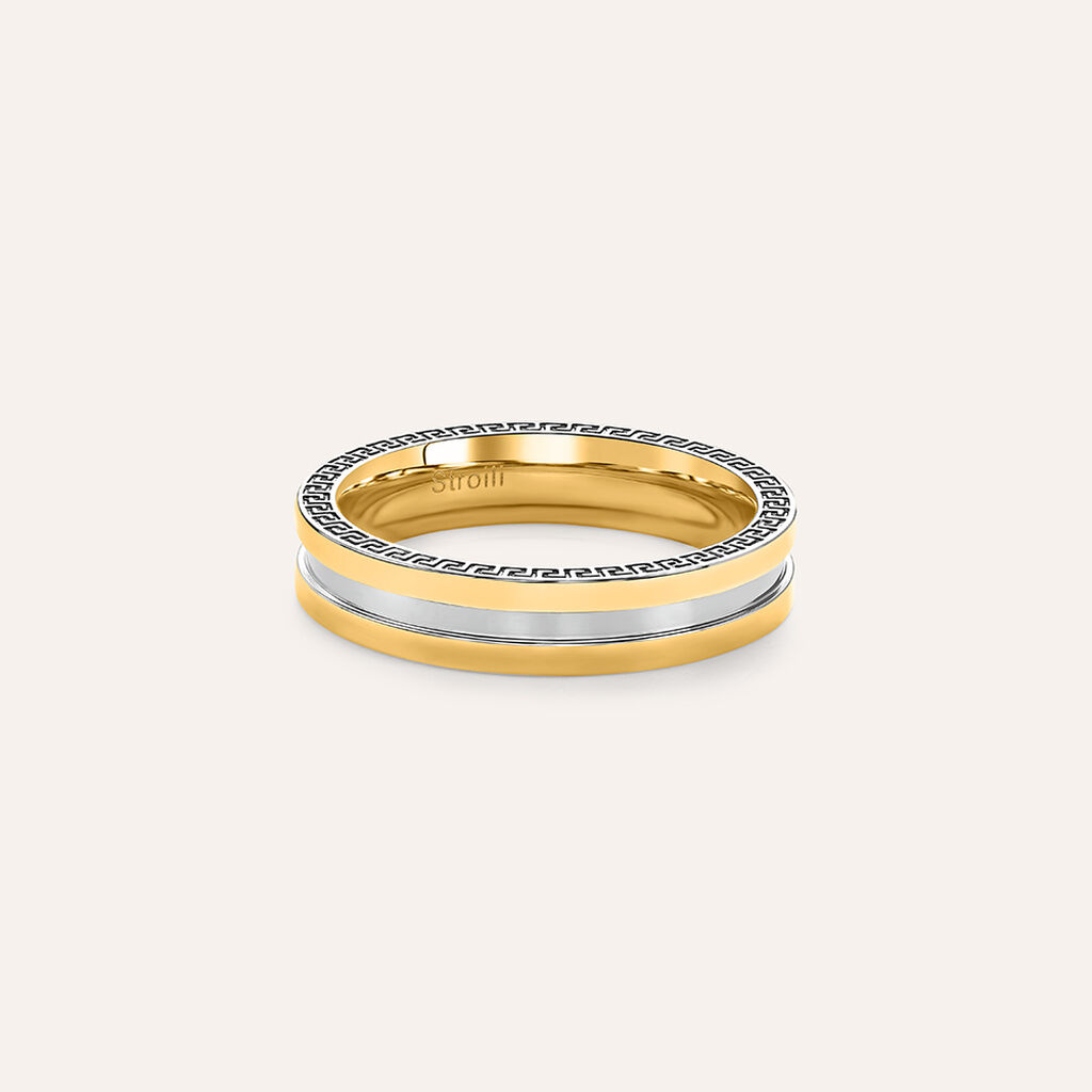 Anello Fedina Man Code Acciaio Bicolore Giallo / Bianco