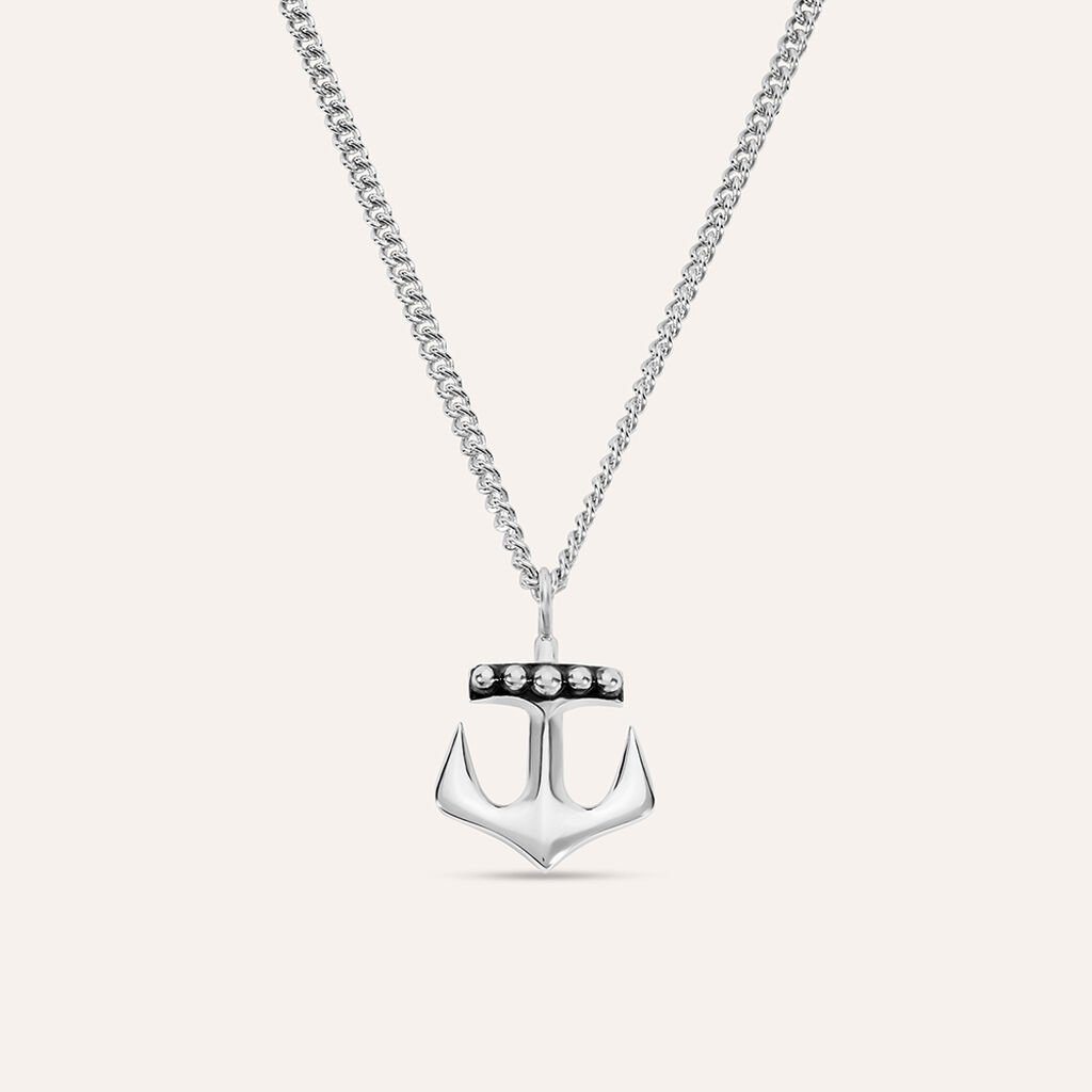 Collana Gentleman Argento Rodiato