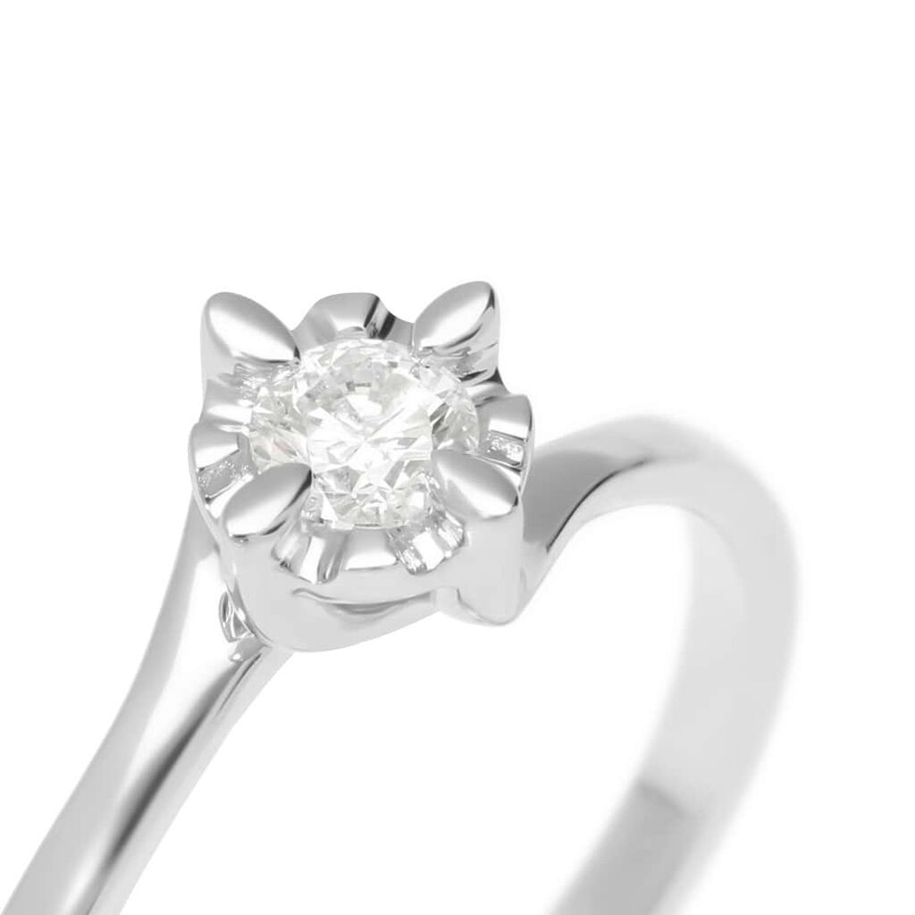 Anello Solitario Valentino In Oro Bianco Con Diamante 0,20 Ct - Anelli con Pietre Donna | Stroili