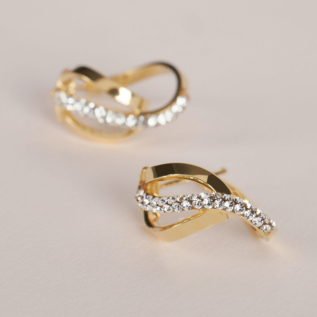 Orecchini A Cerchio Toujours Oro Giallo Cristallo - Orecchini a Cerchio Donna | Stroili