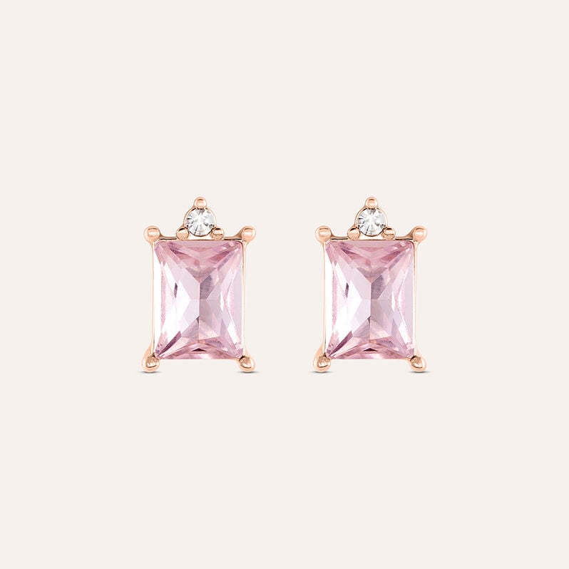 Orecchini Lobo Punto Luce Violet Ottone Rosa Cristallo - Orecchini a Lobo Donna | Stroili