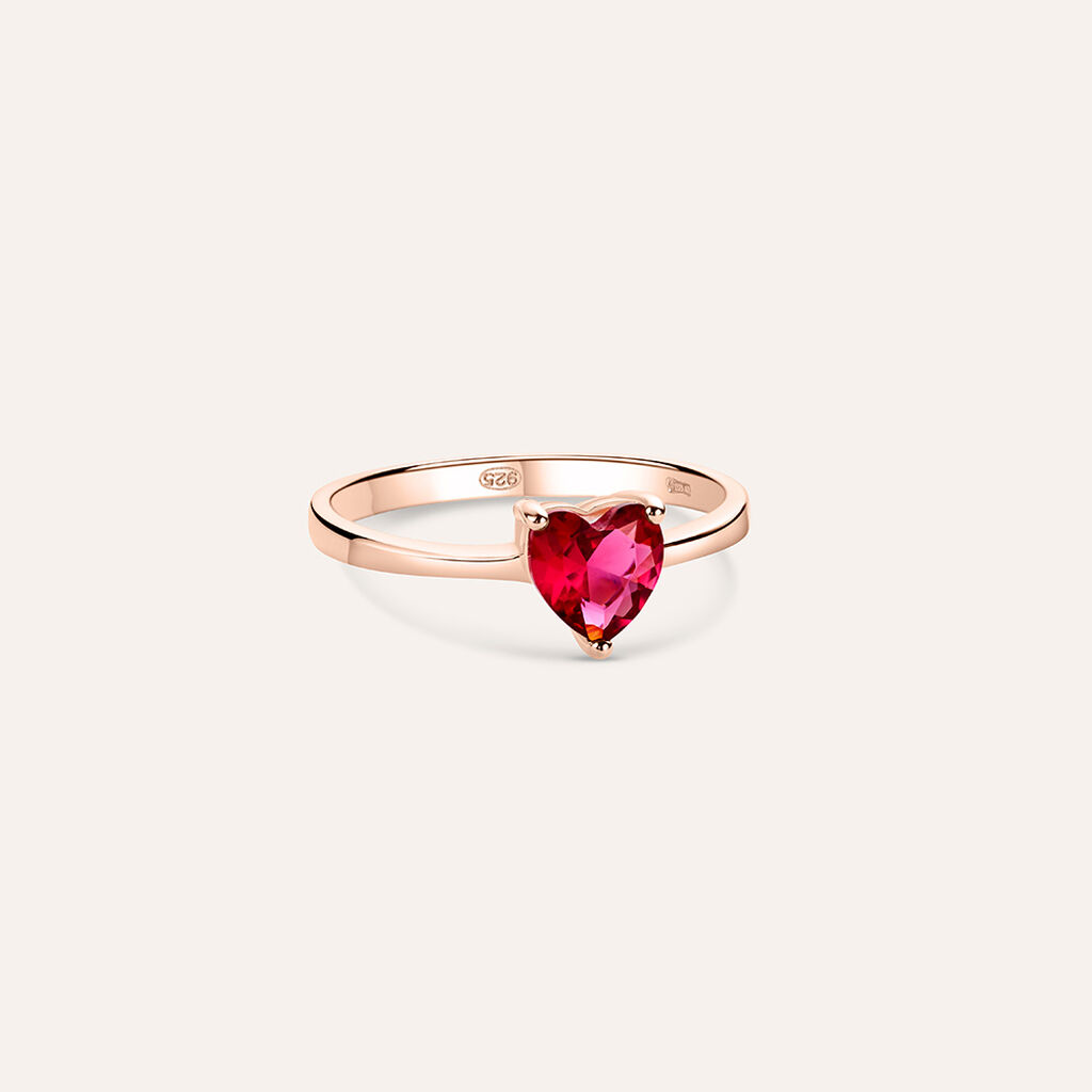 Anello Solitario Silver Rainbow Argento Rosa Cubic Zirconia