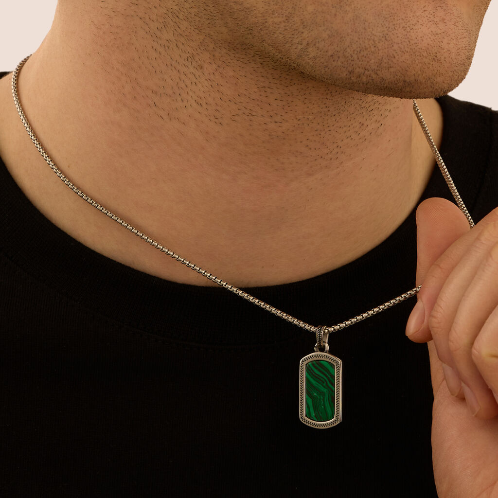 Collana Man Code Acciaio Malachite