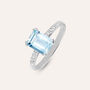 Anello Solitario Acquamarina Oro Bianco Acquamarina Diamante