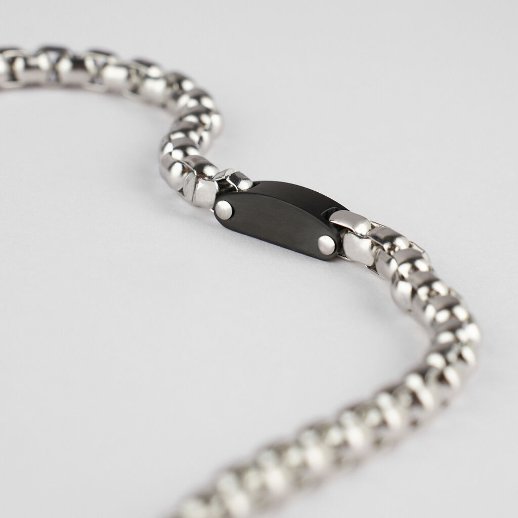 Bracciale Man Code Acciaio Bicolore Bianco / Nero - Bracciali Uomo | Stroili