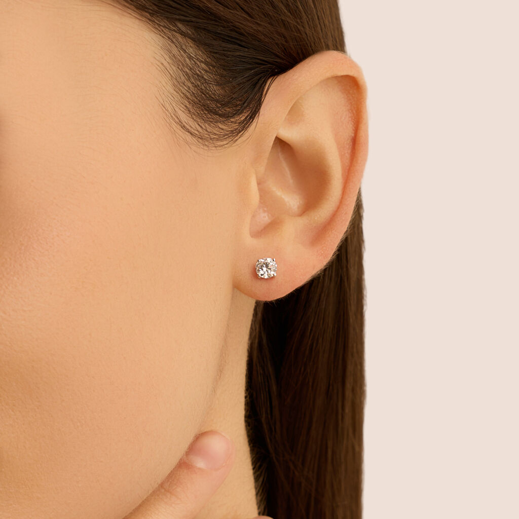 Orecchini Lobo Punto Luce Diamade Oro Bianco Diamante Lab-Grown