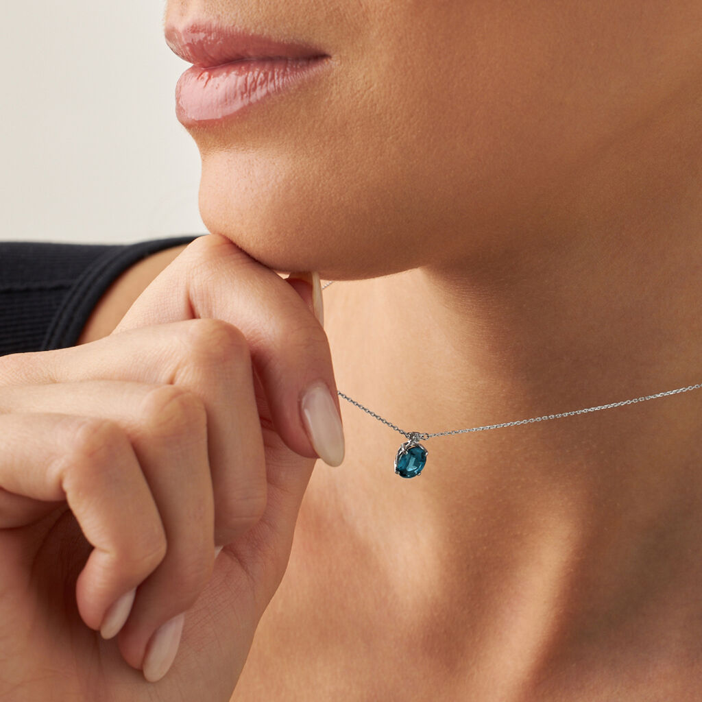 Collana Punto Luce Amélie Oro Bianco Topazio Cubic Zirconia