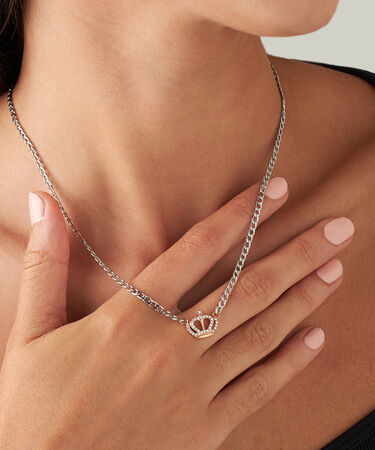 Collana Sunrise Acciaio Bicolore Bianco / Rosa Cristallo