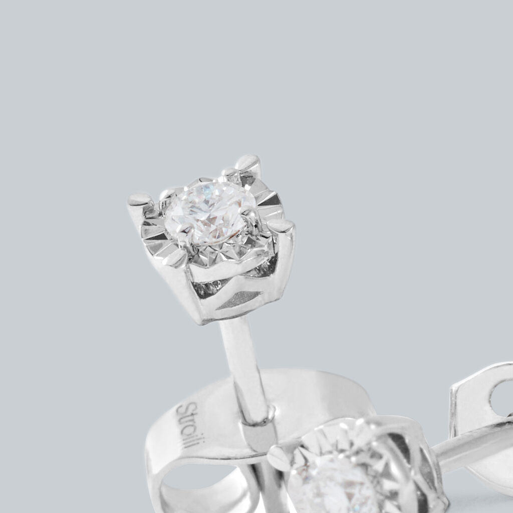 Orecchini Lobo Punto Luce Diamotion Oro Bianco Diamante - Orecchini a Lobo Donna | Stroili