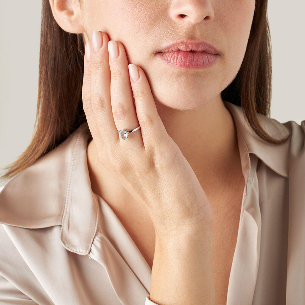 Anello Solitario Amélie Oro Bianco Topazio - Anelli con Pietre Donna | Stroili