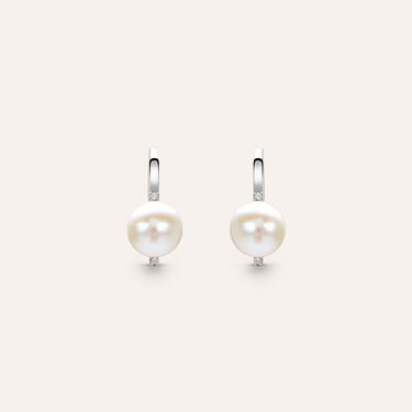 Orecchini Pendenti Gold Pearls Oro Bianco Perla D'Acqua Dolce Diamante