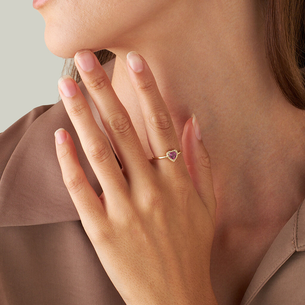 Anello Solitario Jasmine Oro Giallo Rodolite Diamante - Anelli con Pietre Donna | Stroili