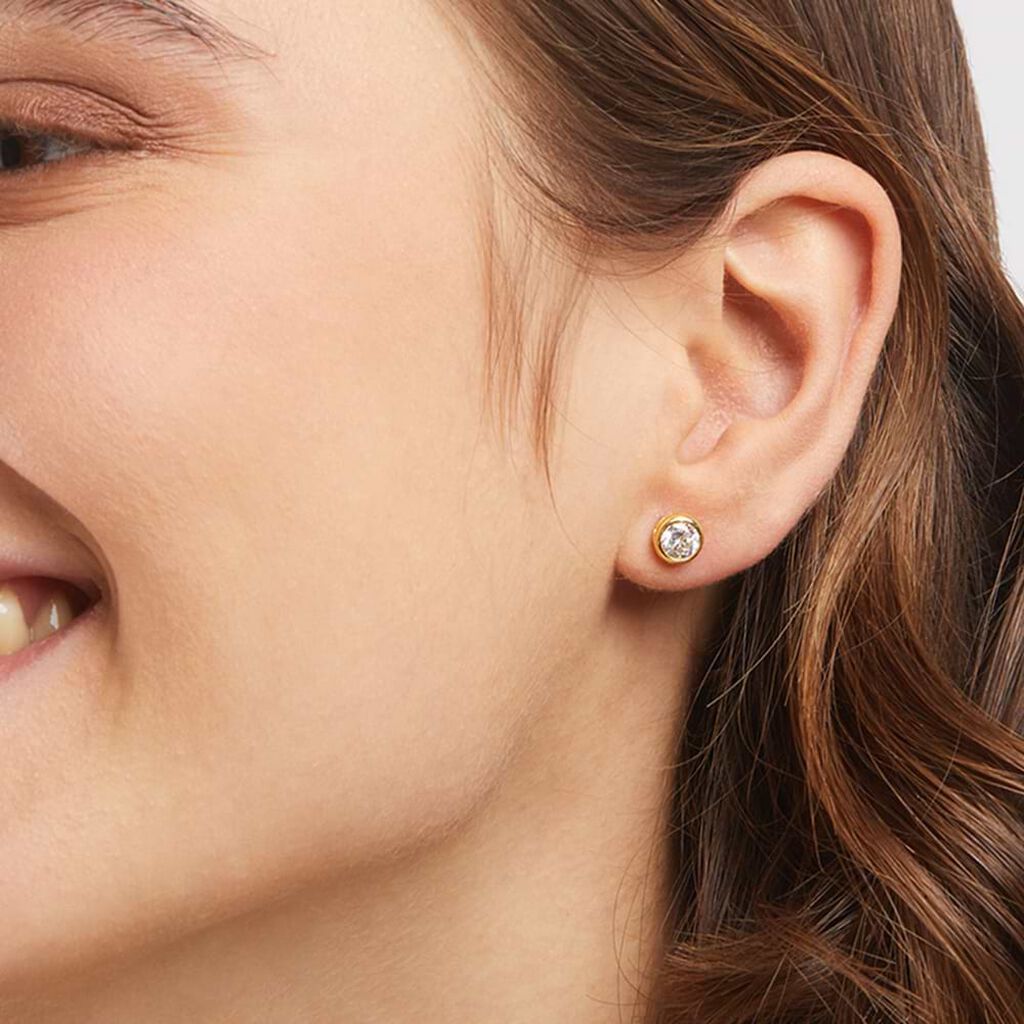 Orecchini Lobo Punto Luce Claire Oro Giallo Cubic Zirconia - Orecchini a Lobo Donna | Stroili