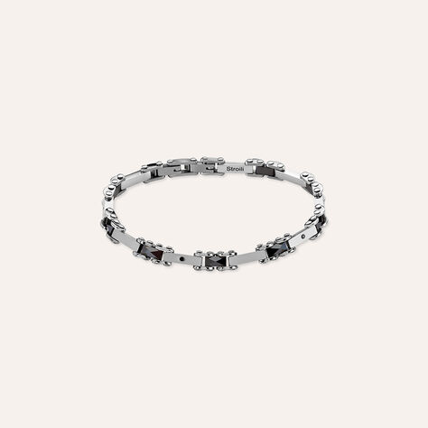 Bracciale Man Code Acciaio Bicolore Bianco / Nero Cubic Zirconia - Bracciali Uomo | Stroili