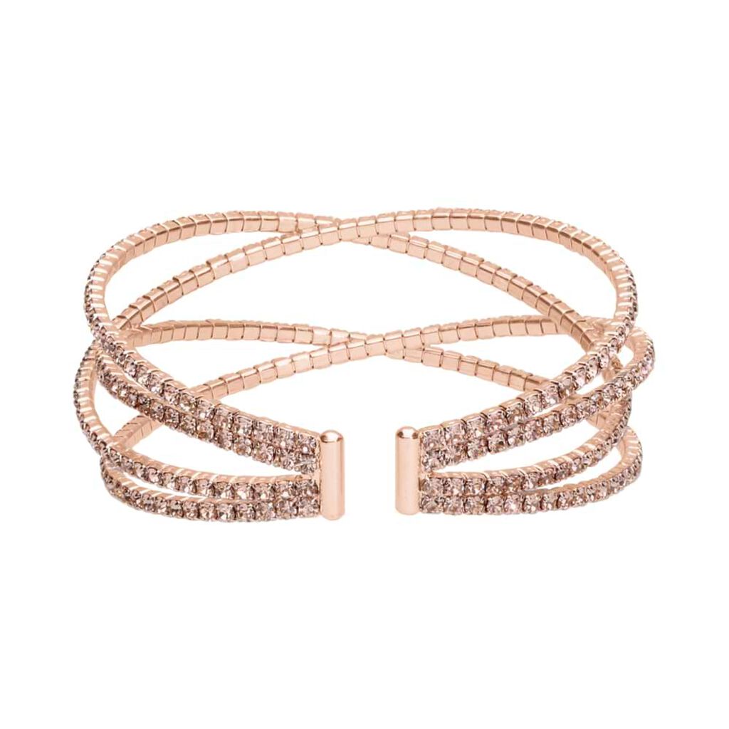 Bangle Romantic Shine Metallo Rosa Cristallo - Bracciali Rigidi Donna | Stroili