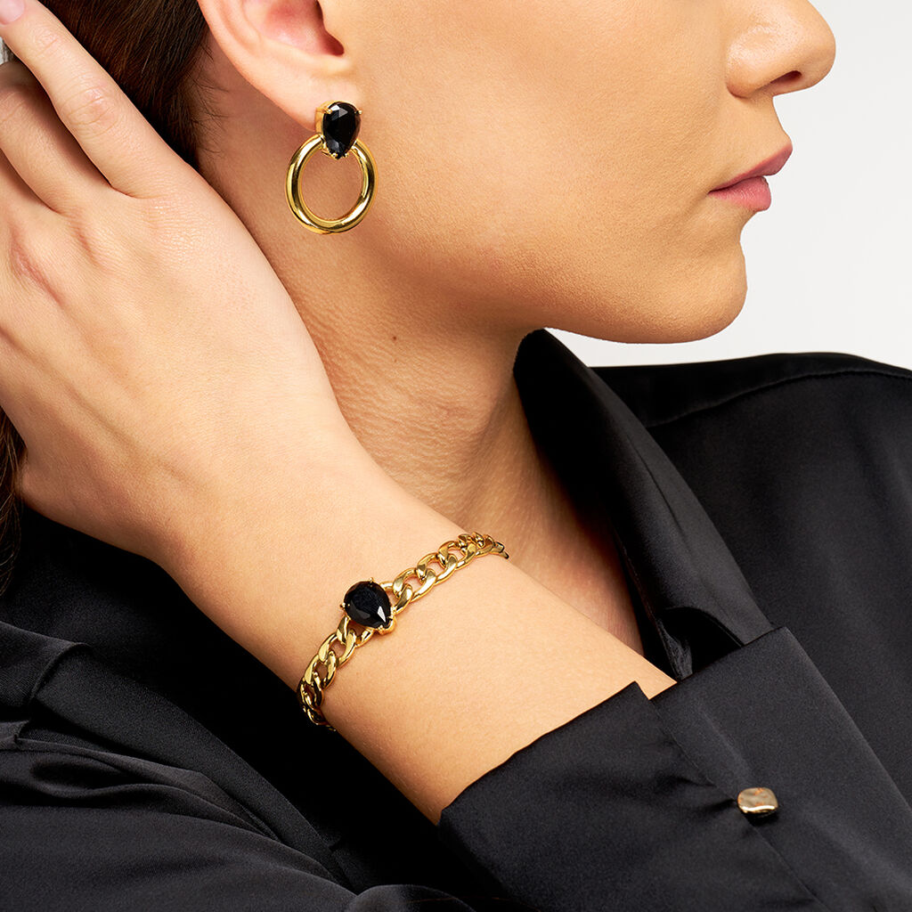 Bracciale Catena Radiance Acciaio Dorato Cristallo