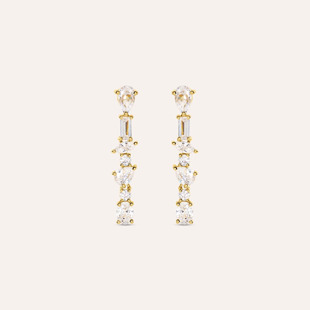 Orecchini Lobo Silver Glow Argento Dorato Cubic Zirconia