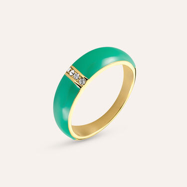 Anello Fascia Lady Sweet Acciaio Dorato Cristallo